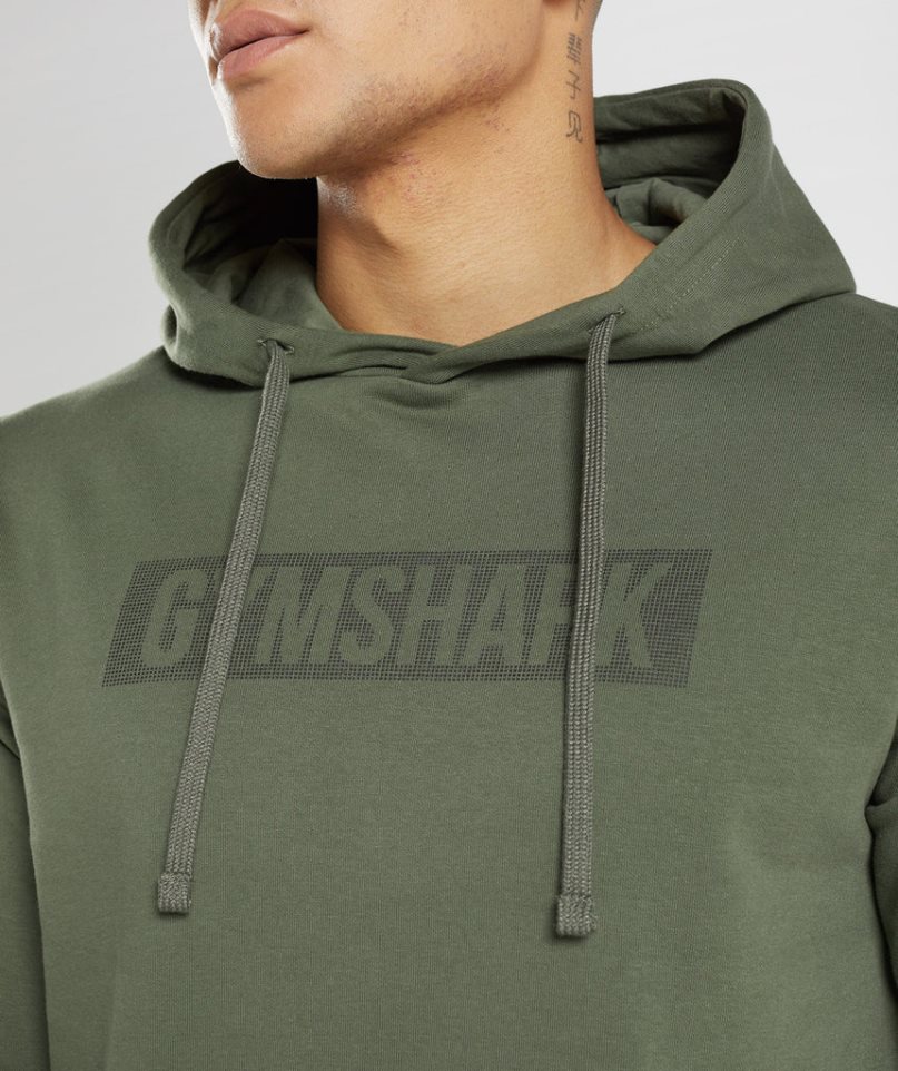 Men's Gymshark Block Hoodie Olive | CA 7ND516